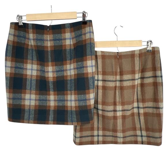 Lot Of 2 Mexx Metropolitan Wool Blend A Line Mini Skirt Plaid 38 Dark Academia - Picture 2 of 3